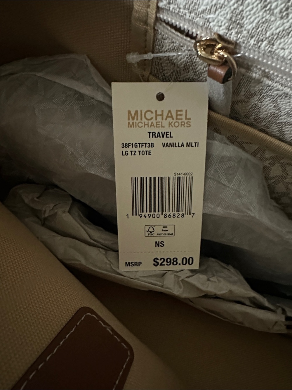 Michael Kors Cream and Pink Stripe Logo Tote - Picture 8 of 8
